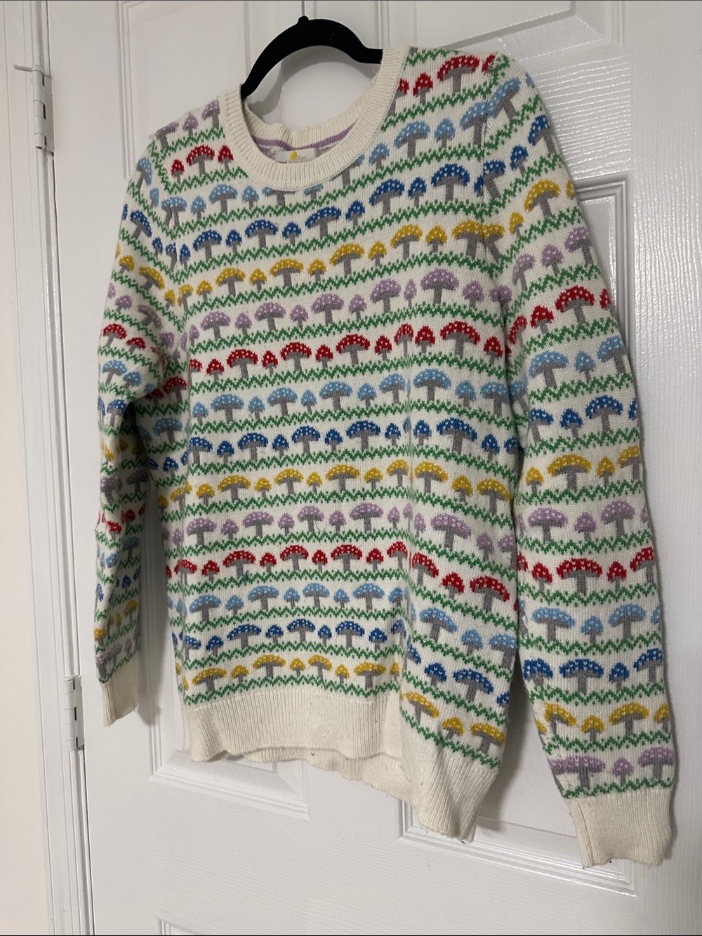 Boden Mushroom Fair Isle Sweater, Size Large/L